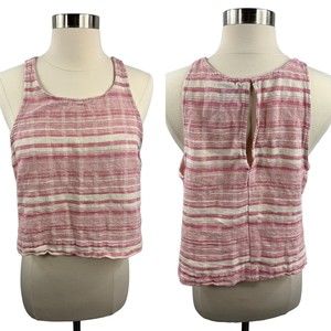 Saturday Sunday Anthropologie Sz L Aita Crop Tank Top Pink White Stripe